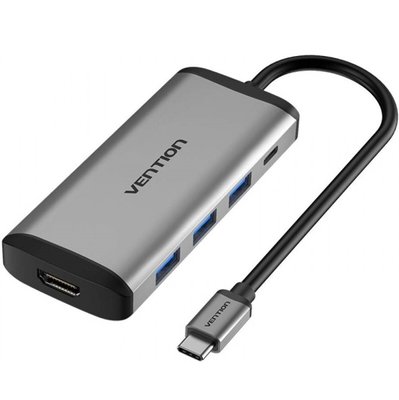 Хаб Vention Type-C to HDMI/USB3.0*3/PD Converter 0.15M Gray Metal Type (CNBHB) (CNBHB) 42770 фото