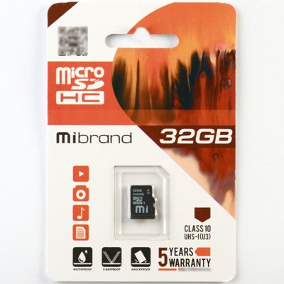 Карта пам'яті microSDHC (UHS-1 U3) Mibrand 32Gb class 10 (MICDHU3/32GB) 11733 фото