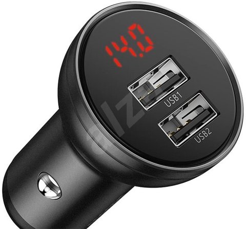 Автомобільний зарядний пристрій Baseus Digital Display Dual USB 4.8A Car Charger 24W Grey (CCBX-0G) 11491 фото