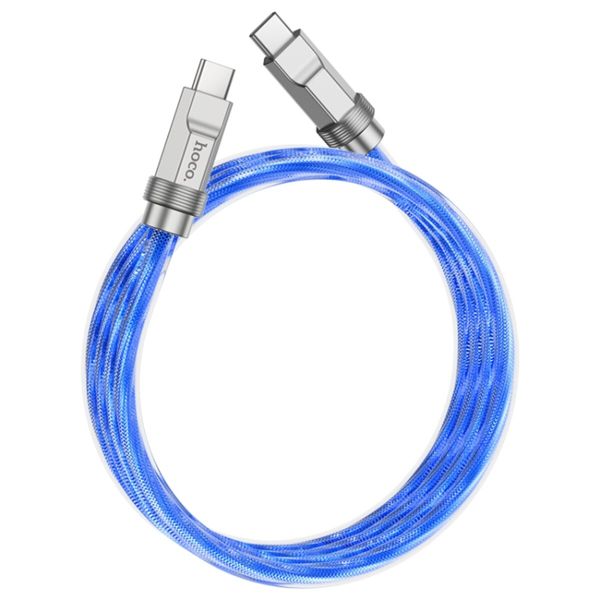 Кабель HOCO U113 Solid 100W silicone charging data cable Type-C to Type-C Blue (6931474790118) 33073 фото