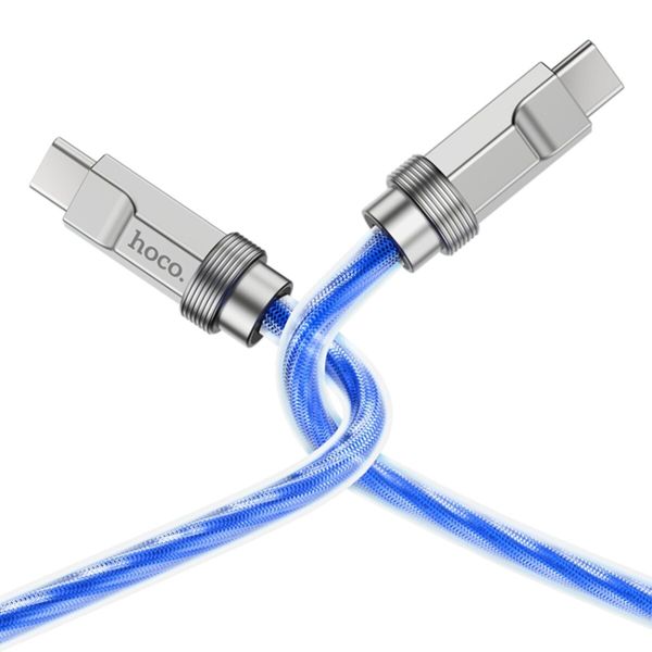 Кабель HOCO U113 Solid 100W silicone charging data cable Type-C to Type-C Blue (6931474790118) 33073 фото