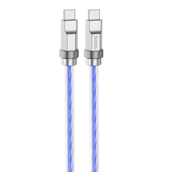 Кабель HOCO U113 Solid 100W silicone charging data cable Type-C to Type-C Blue (6931474790118) 33073 фото