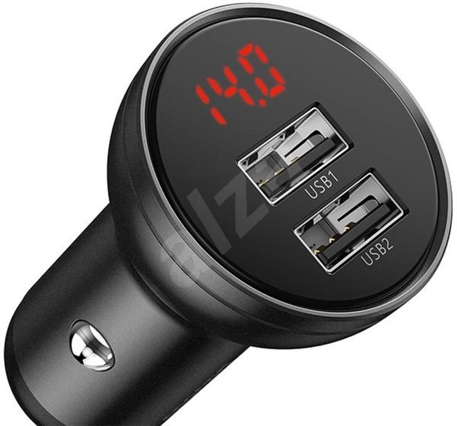 Автомобільний зарядний пристрій Baseus Digital Display Dual USB 4.8A Car Charger 24W Grey (CCBX-0G) 11491 фото