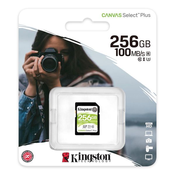 SDXC (UHS-1 U1) Kingston Canvas Select Plus 256Gb 10 V10 (R-100MB/s) (SDS2/256GB) 11553 фото