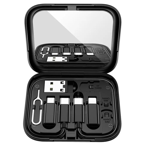 Кабель HOCO U114 Treasure box storage charging data cable set Black (6931474790750) 41548 фото