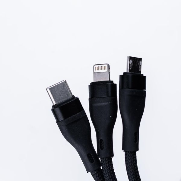 Кабель SmartX 3-in-1 Charging Data Cable USB-A to microUSB/USB-C/Lightning кабель для зарядки 3 в 1 2140008481 фото