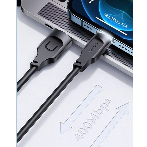 Кабель Usams US-SJ565 Lightning 2.4A Charging & Data Cable Lithe Series 1.2m Black (SJ565USB01) 22499 фото