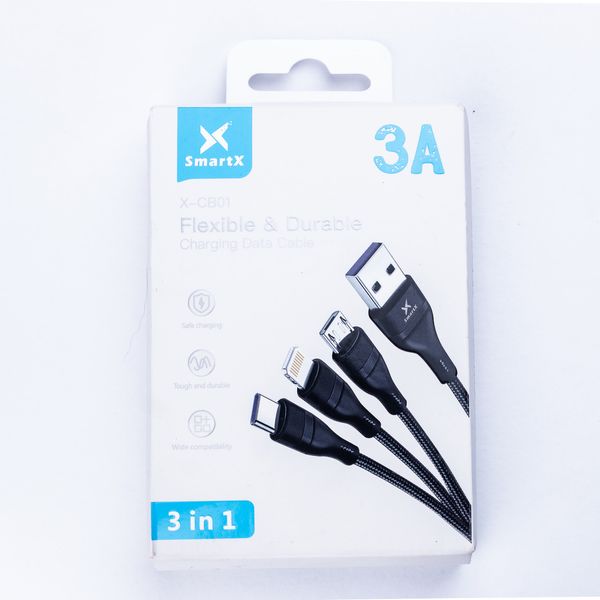 Кабель SmartX 3-in-1 Charging Data Cable USB-A to microUSB/USB-C/Lightning кабель для зарядки 3 в 1 2140008481 фото