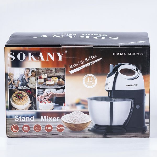 Міксер стаціонарний Sokany KF-906CS Stand Mixer 500W 4l тістоміс 2085343983 фото