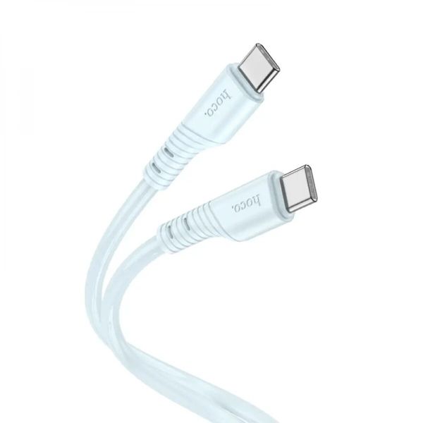 Кабель HOCO X97 Crystal color 60W silicone charging data cable Type-C to Type-C light blue (6931474799920) 44091 фото