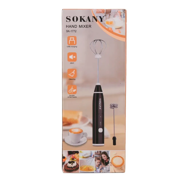 Спінювач молока Sokany SK-1772 Hand Mixer USB 1200mAh Black збивалка для молока Білий 1935414030 фото