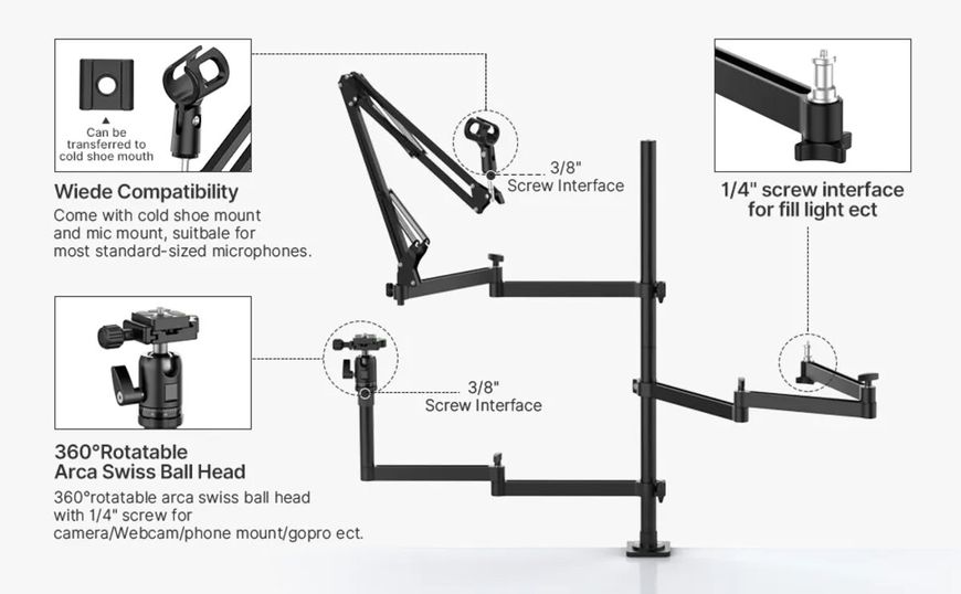 Штатив-тримач Ulanzi UURig Table-Top Universal Live Broadcast Stand (UV-2089 ) (UV-2089) 50060 фото