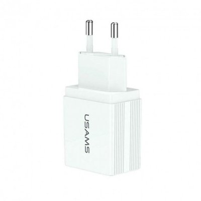 Мережевий зарядний пристрій Usams US-CC090 T24 2.1A Dual USB Travel Charger (EU) White (CC90TC01) 14323 фото