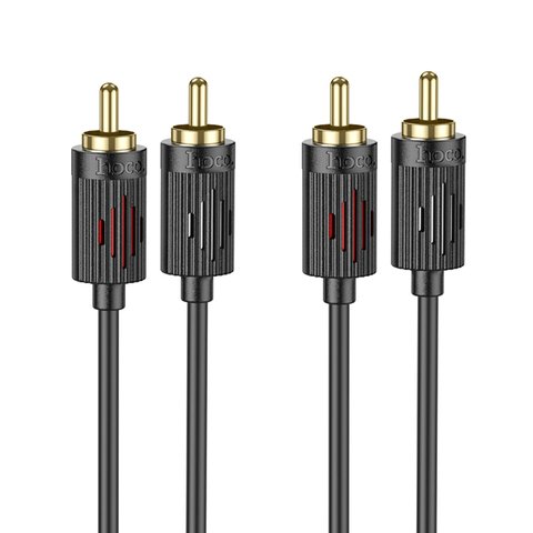 Аудiокабель HOCO UPA29 dual RCA red and white double lotus audio cable Black (6942007607766 ) 49115 фото