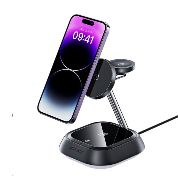 Беспроводное зарядное устройство для ACEFAST E16 Desktop 3-in-1 Wireless Charging Holder Black (AFE16B) 47280 фото