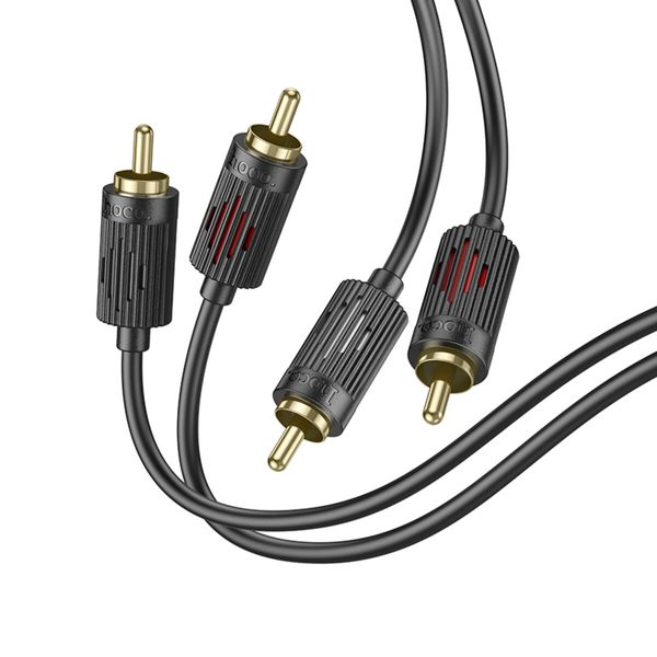 Аудiокабель HOCO UPA29 dual RCA red and white double lotus audio cable Black (6942007607766 ) 49115 фото