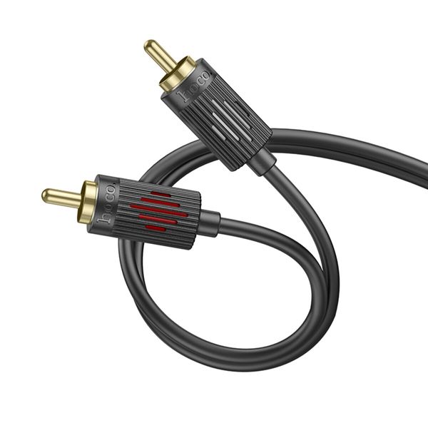 Аудiокабель HOCO UPA29 dual RCA red and white double lotus audio cable Black (6942007607766 ) 49115 фото