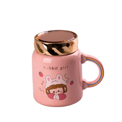 Кухоль керамічний Creative Show Ceramics Cup Cute Girl 420ml кухоль для чаю з кришкою Рожевий 2028279346 фото