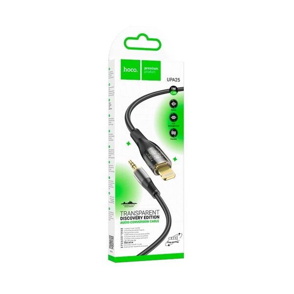 Аудiокабель HOCO UPA25 Transparent Discovery Edition Digital audio conversion cable iP Black (6931474791153) 41560 фото