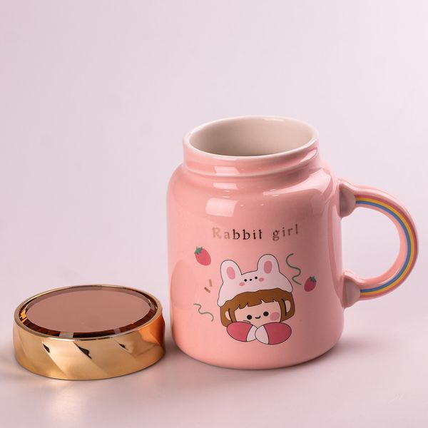 Кухоль керамічний Creative Show Ceramics Cup Cute Girl 420ml кухоль для чаю з кришкою Рожевий 2028279346 фото