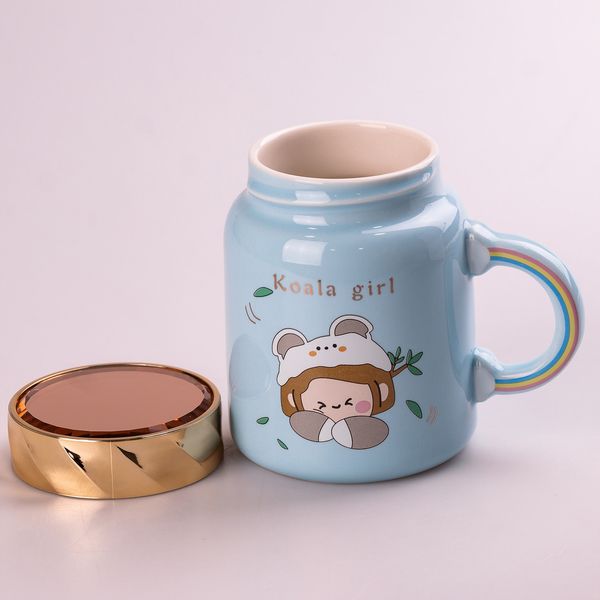 Кухоль керамічний Creative Show Ceramics Cup Cute Girl 420ml кухоль для чаю з кришкою Блакитний 2028279347 фото