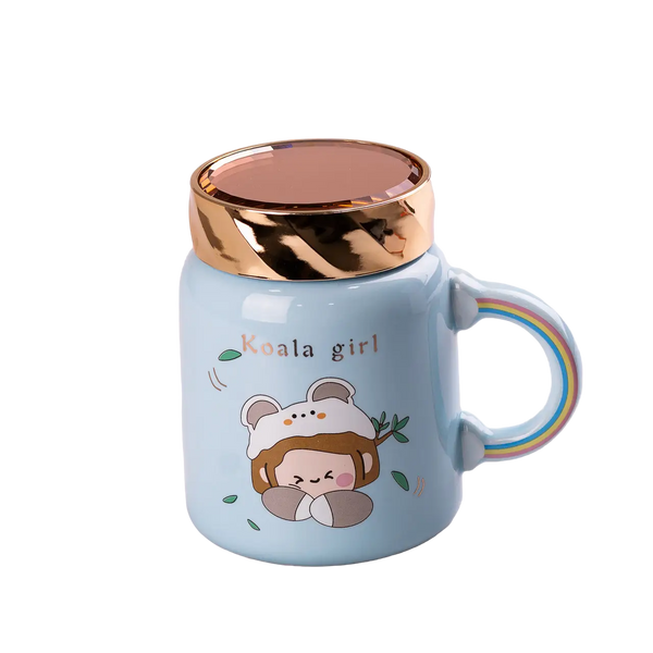 Кухоль керамічний Creative Show Ceramics Cup Cute Girl 420ml кухоль для чаю з кришкою Блакитний 2028279347 фото