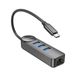 Адаптер Borofone DH6 Erudite 4-in-1 Gigabit Ethernet Adapter(Type-C to USB3.0*3+RJ45)(L=0.2M) Black (6941991104312) 49270 фото 1