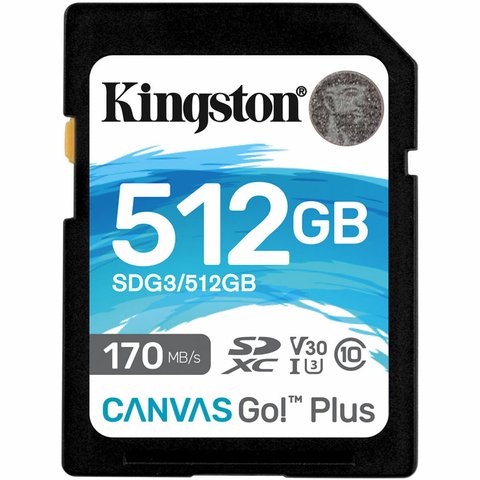 SDXC (UHS-1 U3) Kingston Canvas Go Plus 512Gb Class 10 V30 (R170MB/s, W90MB/s) (SDG3/512GB) 11165 фото