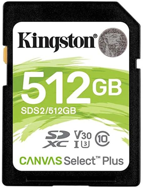 SDXC (UHS-1 U1) Kingston Canvas Select Plus 512Gb 10 V10 (R-100MB/s) (SDS2/512GB) 11552 фото