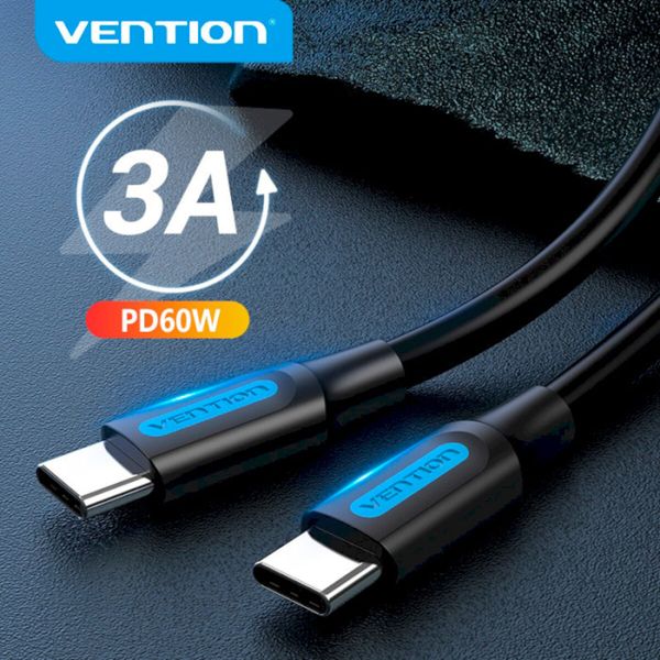 Кабель Vention USB 2.0 C Male to Male Cable 1M Black PVC Type (COSBF) (COSBF) 48039 фото