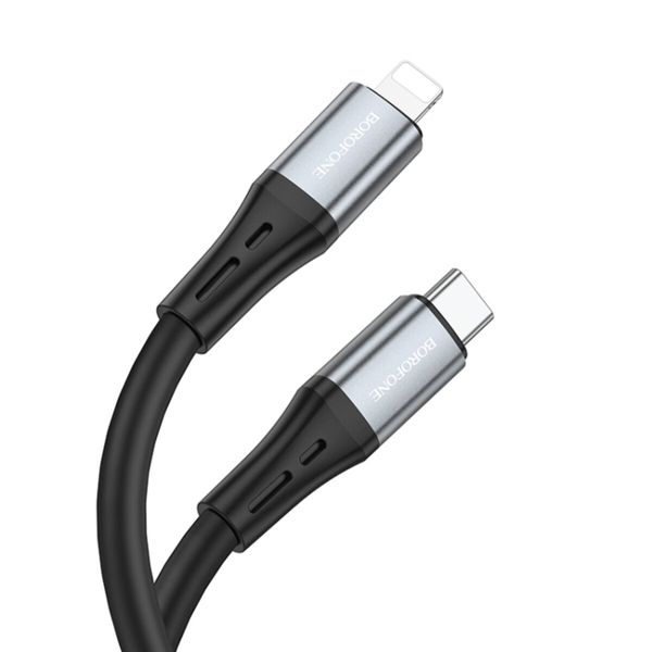 Кабель BOROFONE BX88 Solid PD silicone charging data cable for iP Black (BX88LPB) 33206 фото