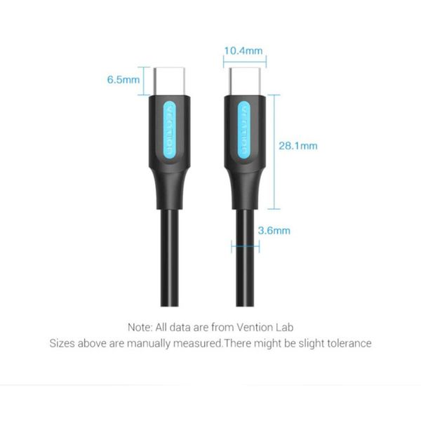 Кабель Vention USB 2.0 C Male to Male Cable 1.5M Black PVC Type (COSBG) (COSBG) 48040 фото