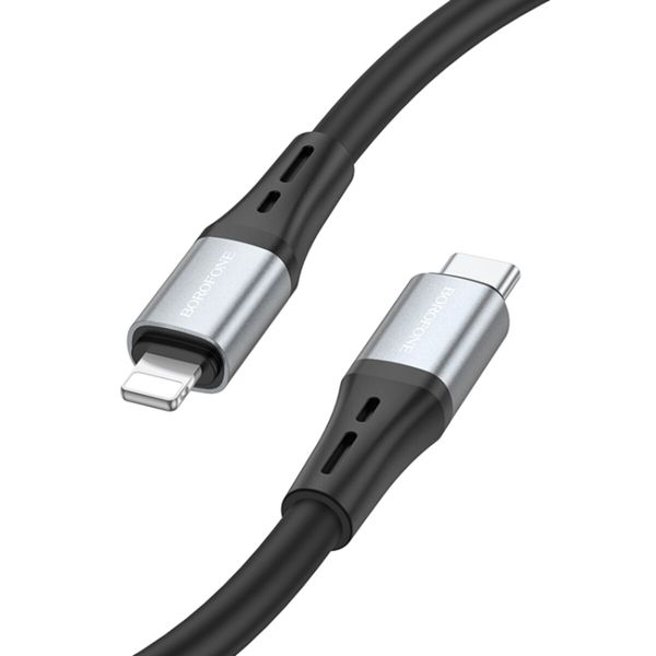 Кабель BOROFONE BX88 Solid PD silicone charging data cable for iP Black (BX88LPB) 33206 фото