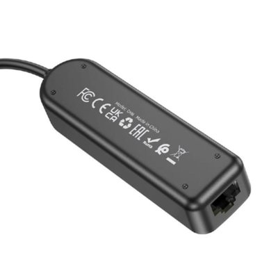 Адаптер Borofone DH6 Erudite 4-in-1 100 Mbps Ethernet Adapter(Type-C to USB2.0*3+RJ45)(L=0.2M) Black (6941991104282) 44479 фото