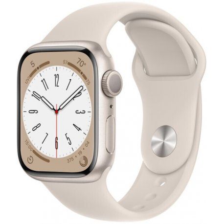 Apple Watch Series 8 45mm (GPS) Starlight Aluminum Case with Starlight Sport Band - Size M/L (MNP93) 00000039356-001 фото