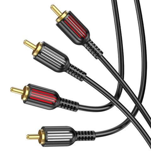 Аудiо-кабель BOROFONE BL13 2RCA red and white double lotus audio cable Black (BL13B) 22450 фото