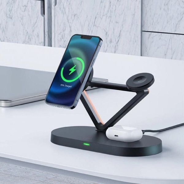 Беспроводное зарядное устройство для ACEFAST E9 Desktop 3-in-1 Wireless Charging Holder Black (AFE9) 41465 фото