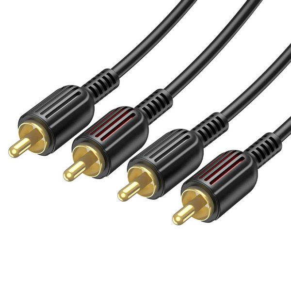 Аудiо-кабель BOROFONE BL13 2RCA red and white double lotus audio cable Black (BL13B) 22450 фото