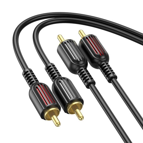 Аудiо-кабель BOROFONE BL13 2RCA red and white double lotus audio cable Black (BL13B) 22450 фото