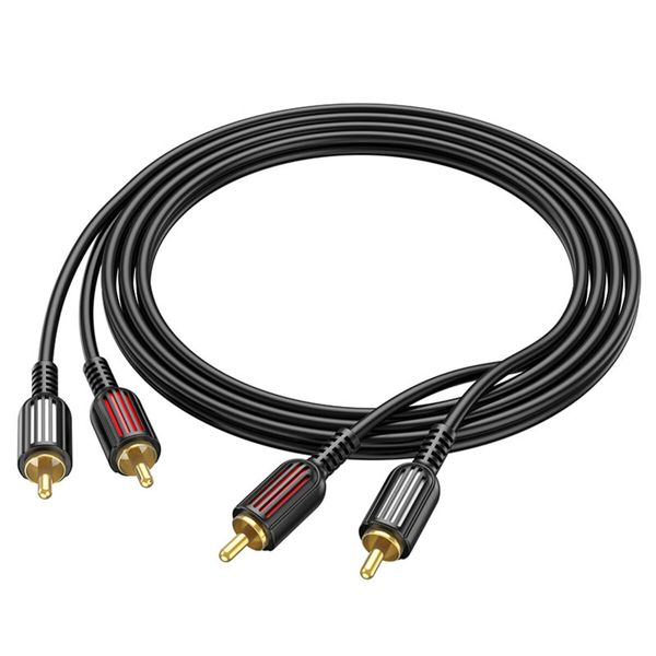 Аудiо-кабель BOROFONE BL13 2RCA red and white double lotus audio cable Black (BL13B) 22450 фото