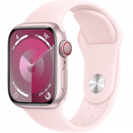 Apple Watch Series 9 41mm (GPS+LTE) Світлодіодний світильник Case with Light Pink Sport Band - Size S/M (MRHY3) 00000045691-001 фото