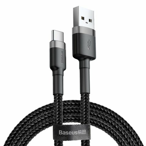 Кабель Baseus Cafule Cable USB For Type-C 3A 1m Gray+Black (CATKLF-BG1) 7709 фото