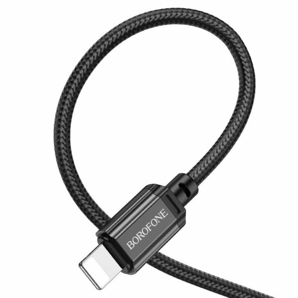 Кабель BOROFONE BX87 USB to iP 2.4A,1m, nylon, aluminum connectors, Black (BX87LB) 33097 фото