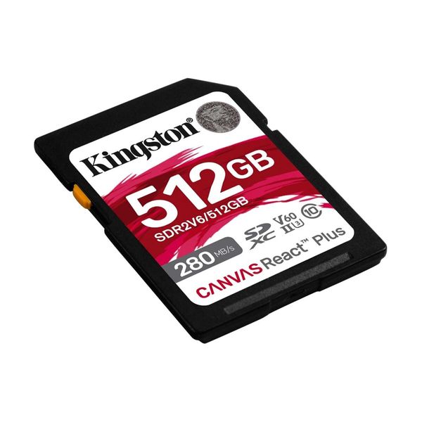 SDXC (UHS-II U3) Kingston Canvas React Plus 512Gb Class 10 V60 (R280MB/s, W150MB/s) (SDR2V6/512GB) 50078 фото