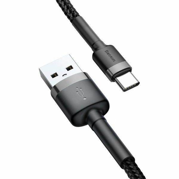 Кабель Baseus Cafule Cable USB For Type-C 3A 1m Gray+Black (CATKLF-BG1) 7709 фото