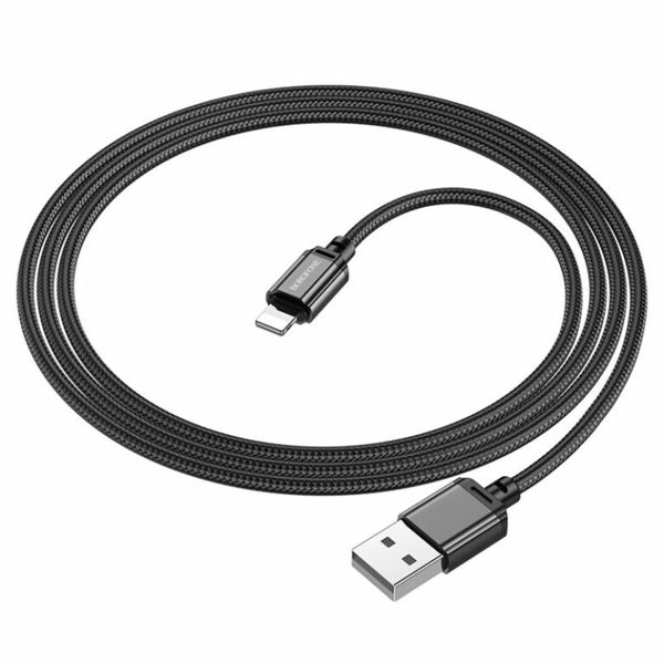 Кабель BOROFONE BX87 USB to iP 2.4A,1m, nylon, aluminum connectors, Black (BX87LB) 33097 фото