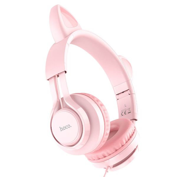 Наушники HOCO W36 Cat ear headphones with mic Pink (6931474770394) 25012 фото