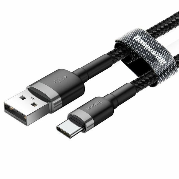 Кабель Baseus Cafule Cable USB For Type-C 3A 1m Gray+Black (CATKLF-BG1) 7709 фото