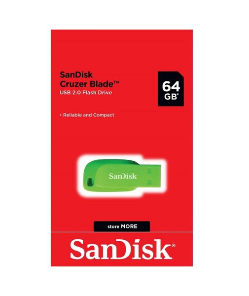 Flash SanDisk USB 2.0 Cruzer Blade 32Gb Green (SDCZ50C-032G-B35GE) 45524 фото