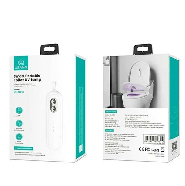 Ультрафіолетовий стерилізатор для дезинфекції Usams US-ZB210 Smart Portable Toilet UV Lamp White (ZB210XDH01) 14246 фото